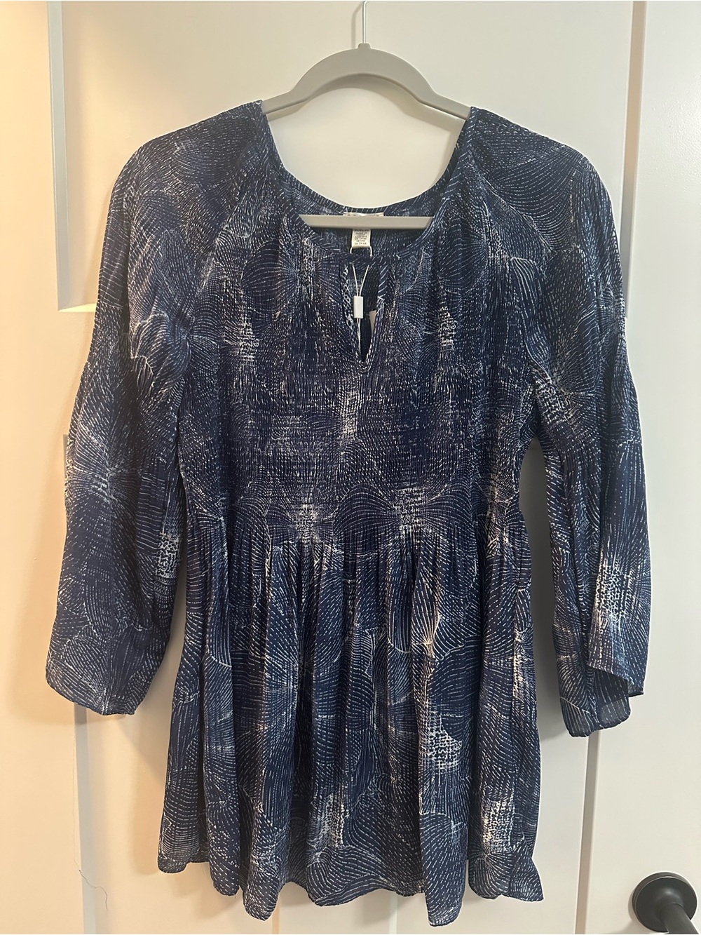 Spense Navy Abstract-Print Babydoll Tunic